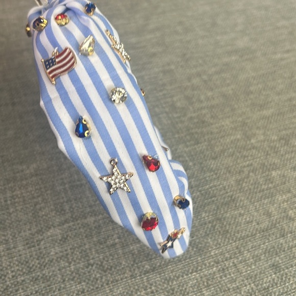 Piper K Stars and Stripes Jeweled Blue Knotted Patriotic Red White Headband - Picture 3 of 10